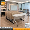 KCC/PFF-867-12060 โต๊ะพับอเนกประสงค์ โต๊ะประชุมพับได้ มีล้อเลื่อน ขนาด 150x60 ซม. ท็อปเมลามีน 25 มม. 