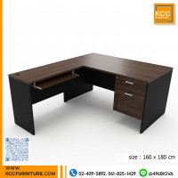 KCC/PFF-GB160180 โต๊ะทำงานตัวแอล L-Shape ขนาด 150x180 ซม. ผิวเมลามีน พร้อมตู้ 2 ลิ้นชัก