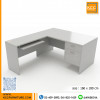 KCC/PFF-GB160180 โต๊ะทำงานตัวแอล L-Shape ขนาด 150x180 ซม. ผิวเมลามีน พร้อมตู้ 2 ลิ้นชัก