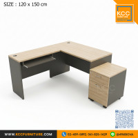 KCC/PFF-GD120150-L โต๊ะทำงานตัวแอล L-Shape ขนาด 120x150 ซม. ผิวเมลามีน พร้อมตู้ลิ้นชักล้อเลื่อน