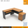 KCC/PFF-GD120150-L โต๊ะทำงานตัวแอล L-Shape ขนาด 120x150 ซม. ผิวเมลามีน พร้อมตู้ลิ้นชักล้อเลื่อน