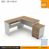 KCC/PFF-GD120150-L โต๊ะทำงานตัวแอล L-Shape ขนาด 120x150 ซม. ผิวเมลามีน พร้อมตู้ลิ้นชักล้อเลื่อน