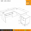 KCC/PFF-GD120150-L โต๊ะทำงานตัวแอล L-Shape ขนาด 120x150 ซม. ผิวเมลามีน พร้อมตู้ลิ้นชักล้อเลื่อน