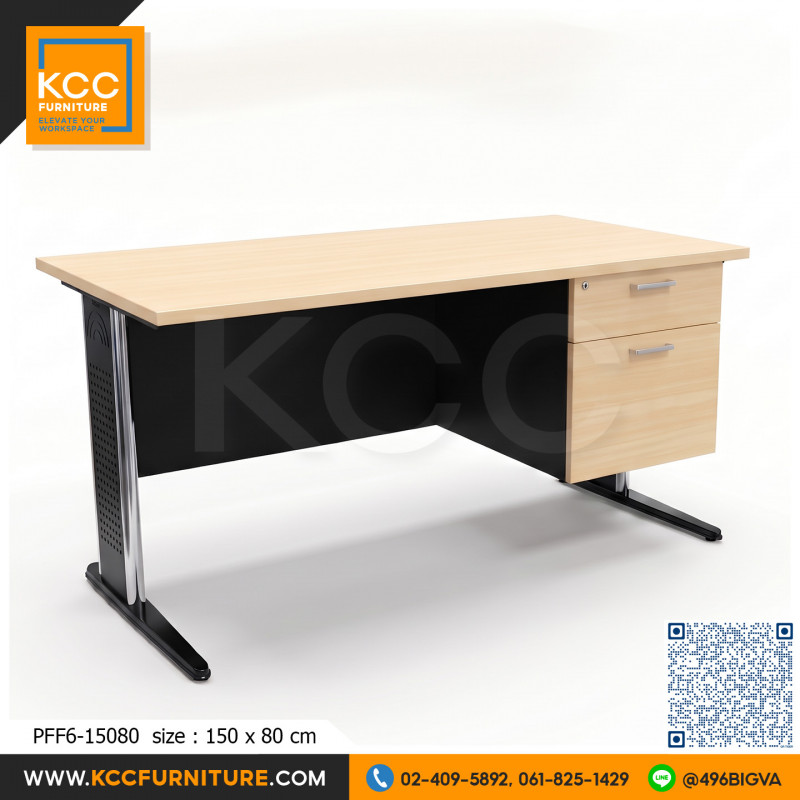KCC/PFF6-15080 โต๊ะทำงาน โต๊ะขาเหล็ก 2ลิ้นชัก. ขนาด 150 x 80 KCC/PFF6-15080 โต๊ะทำงาน โต๊ะขาเหล็ก 2ลิ้นชัก. ขนาด 150 x 80