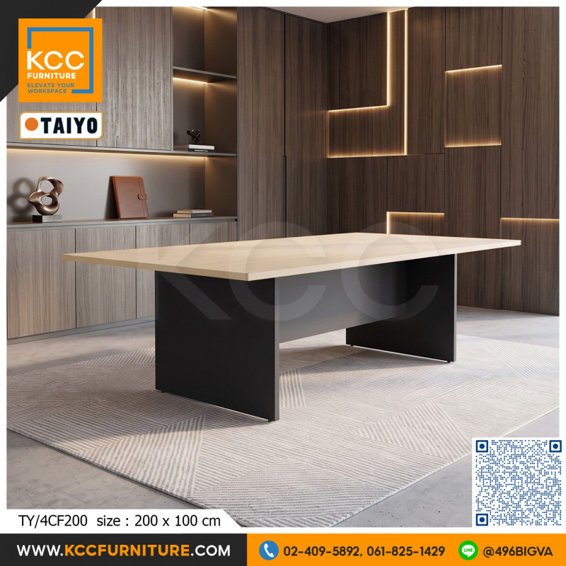 TY/4CF200 โต๊ะประชุม 8-10 ที่นั่ง ขนาด 200x100 ซม. หน้าท็อปและขาเมลามีนหนา 28 มม. TAIYO TY/4CF200 โต๊ะประชุม 8-10 ที่นั่ง ขนาด 200x100 ซม. หน้าท็อปและขาเมลามีนหนา 28 มม. TAIYO