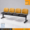 KCC/DT-064-4S เก้าอี้แถว 4 ที่นั่ง ชนิดหุ้มเบาะหนัง โครงพ่นดำ Epoxy