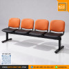 KCC/DT-064-4S เก้าอี้แถว 4 ที่นั่ง ชนิดหุ้มเบาะหนัง โครงพ่นดำ Epoxy