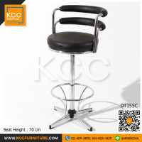 KCC/DT-155C เก้าอี้บาร์ทรงสูง มีพนักพิง มีที่พักเท้า หมุนรอบตัว โครงขาเหล็กชุบโครเมียม KCC