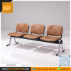 KCC/KCC-064-3S เก้าอี้แถว 3ที่นั่ง ชนิดหุ้มเบาะหนัง ขาชุบโครเมียม